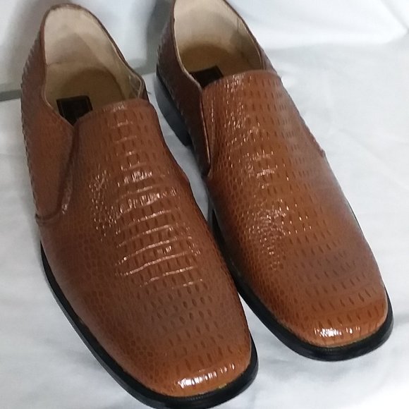 Climate Italia Brown Crocodile Design Shoes Men's